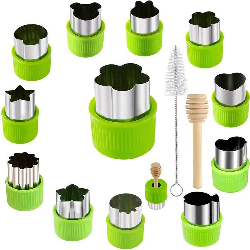 IELEK 14 Pcs Fruit Vegetable Cookie Cutters Shapes Sets Stainless Steel Food Mini Pie Cookie Stamps Mold for Kids Baking,Bento Box and Decorating Tools - Image 1